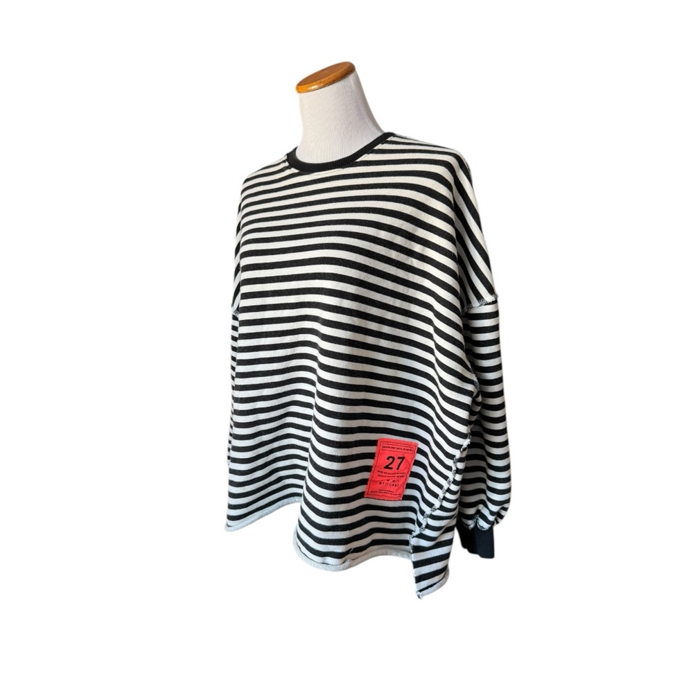 RARE Gaga Korean Streetwear Mega-Oversized Striped Crew Neck Sweatshirt Size 5X